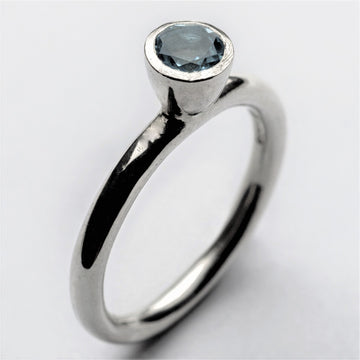 JRSW 13BT Classic Small Solitaire Stacking Ring-Blue Topaz