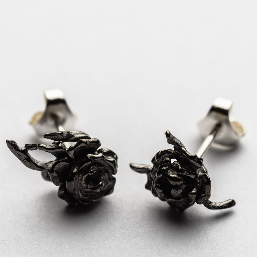 JRDR13 Dark Rose Small Wild Rose asymmetrical earring studs in various colourways
