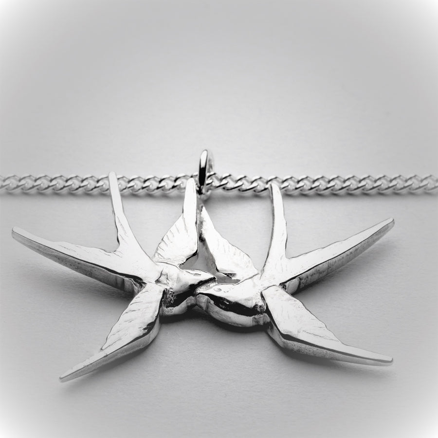 JRSW 04 Classic Small Twin Swallow Necklace