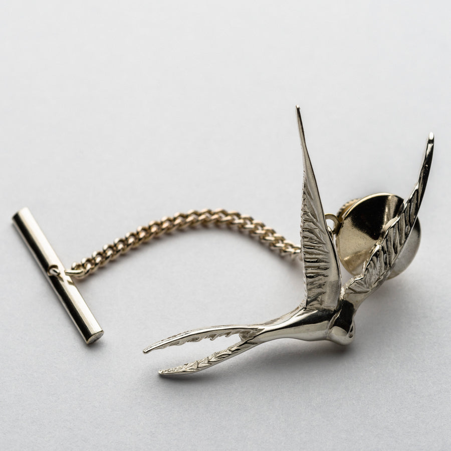 JRRR19 Renaissance Rose Sterling Silver Swallow in Flight Classic Tie Pin or Stickpin